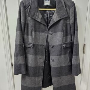 Old Navy Gray Striped Pea Coat